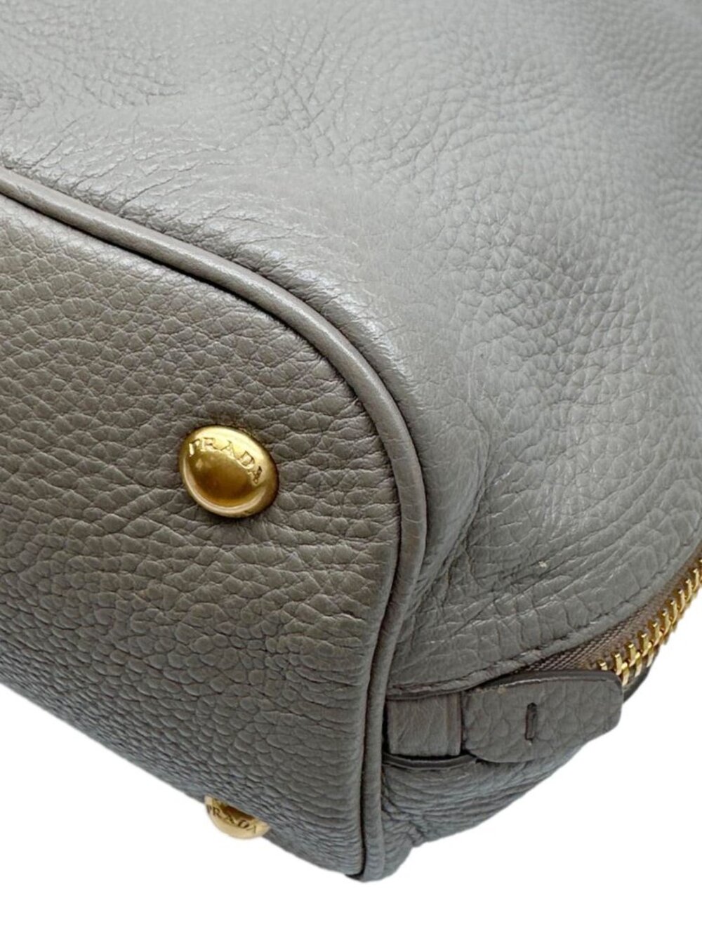 Prada Vitello Daino Side Zip Large Leather Shopper Tote Bag Beige - Picture 8 of 11